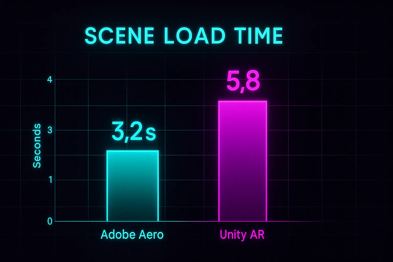 Graph showing load time of Adobe Aero scene vs Unity build
