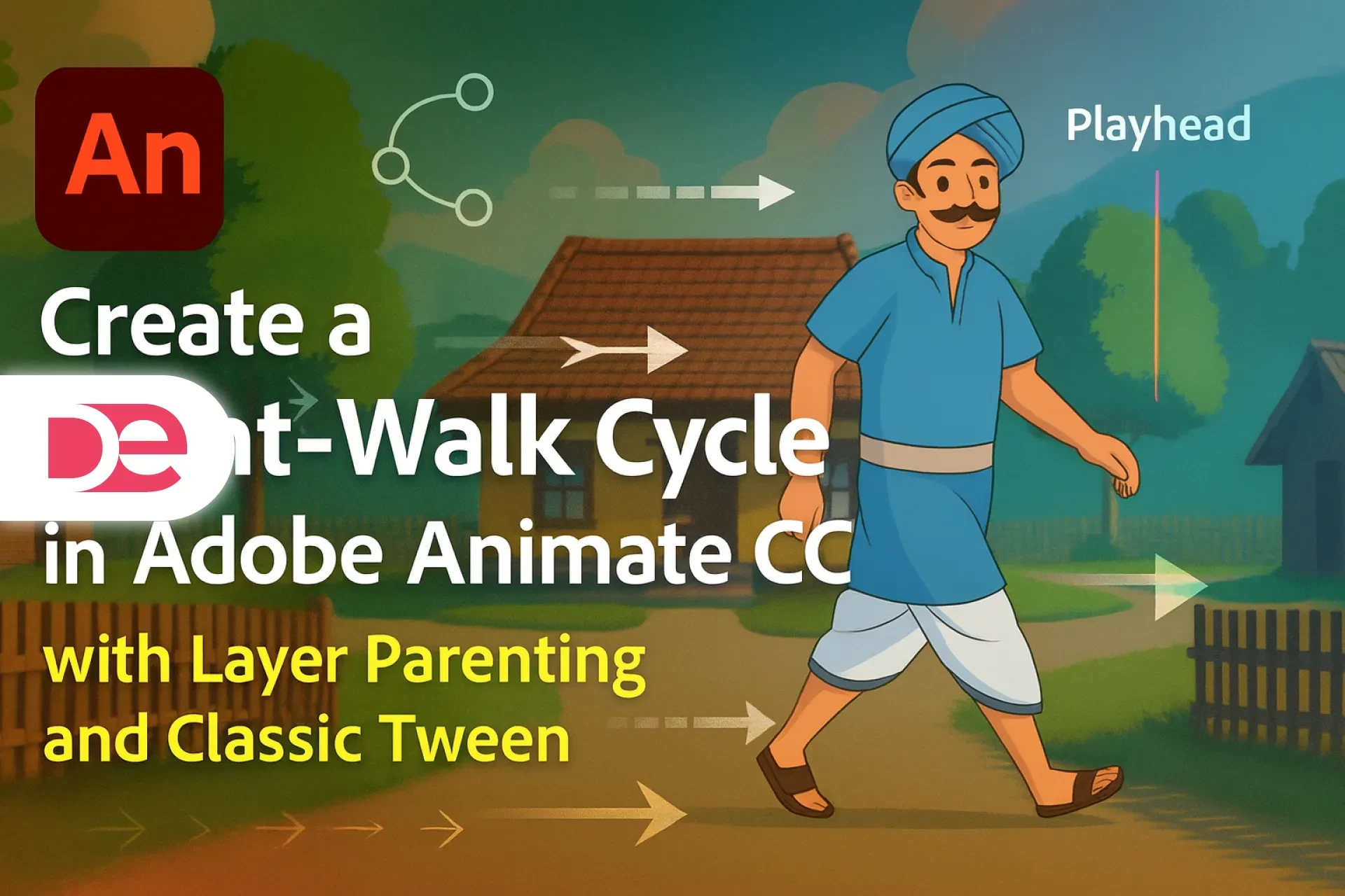 Create a Front-Walk Cycle in Adobe Animate CC with Layer Parenting and Classic Tween